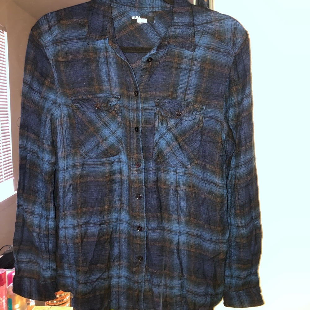 BDG Blue Plaid Flannel